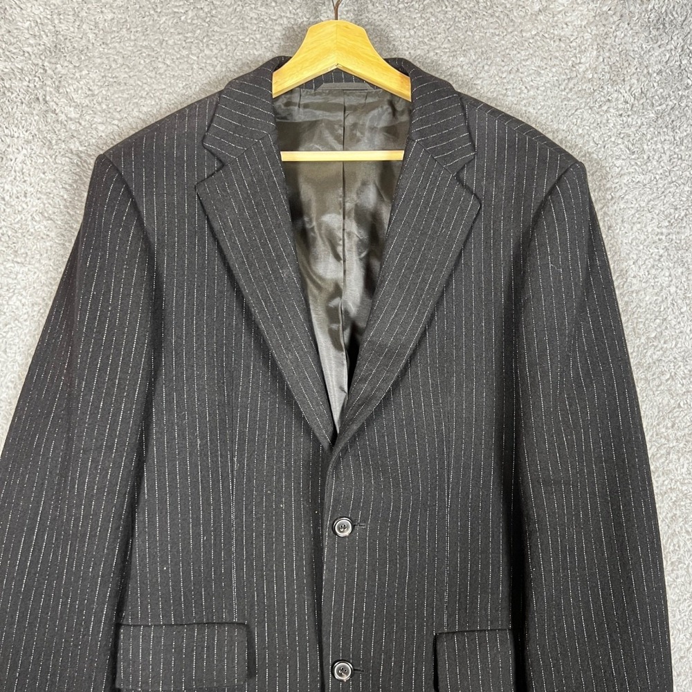 Hugo Boss Sport Coat Mens 50R Black Excellent Pinstripe Wool 2-Button Jacket